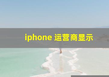 iphone 运营商显示